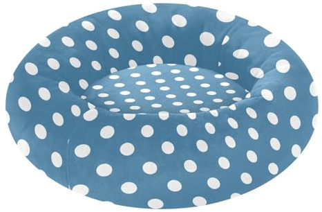 Letto ortopedico per cani e gatti, antiscivolo, soffice, per animali domestici di taglia extra piccola, M, a pois blu e bianchi