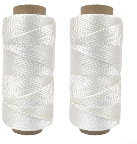 Cuerda de nailon de 250 pies, 2 piezas para aplicaciones de jardinería y mampostería para cuerda trenzada para marcado de construcción y soporte de plantas