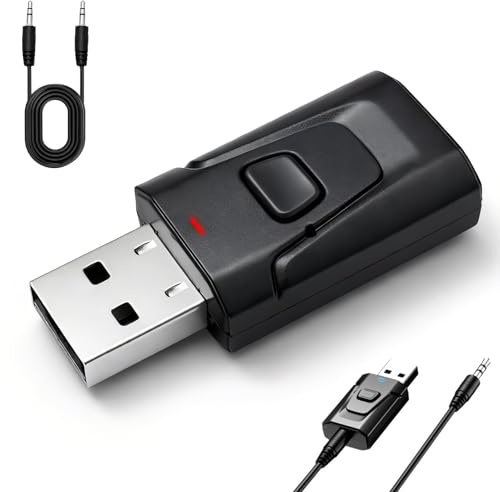 Adaptador Bluetooth USB 5.0, Transmisor Receptor 2 En 1 con Jack 3,5 Mm para TV Y Coche, Audio Sin Retardo, Plug and Play Compatible con Pc, Auriculares, Altavoces y Hi-Fi