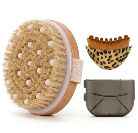 2PCS Set Dry Brushing Body Brush & Lymphatic Drainage Brush, Body Brush Face Brush for Lymphatic Drainage, Contour Facial Brushes for Contouring & Detox, Exfoliating for Massage, Remove Dead Skin