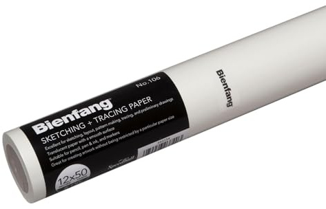 Bienfang Sketching & Tracing Paper Roll, White, 12 Inches x 50 Yards - for Drawing, Trace, Sketch, Sewing Pattern