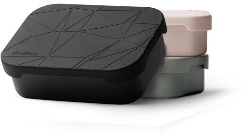 MAMEIDO Porta Pranzo acciaio inox 1200 ml, Divisorio Flessibile e Coperchio Silicone, Lunch Box per Adulti, Porta Merenda Bambina, Schiscetta Pranzo con Scomparti (Rich Black)