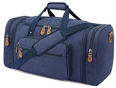 Erweiterbar Canvas Reisetasche Herren 50L / 40L, Weekender Damen Groß, Sporttasche für männer, Duffle Reisen Übernachtung Taschen, Dunkelblau