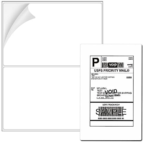 Coopaty Half Sheet Shipping Labels 8.5 x 5.5 Sticker Labels for Laser & Ink Jet Printers, 2 Per Page Self Adhesive Mailing Labels for Packages (500 Sheets, 1000 Labels)