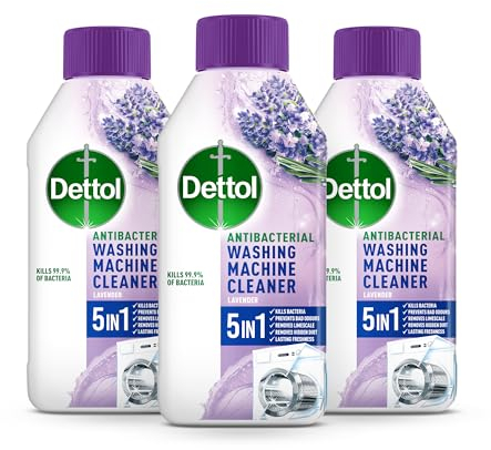 Dettol Washing Machine Cleaner, Lavendar, 250ml (3 x 250ml, Total 750ml), Drum Descaler, Limescale Remover, Antibacterial, Lasting Freshness, Disinfectant, Laundry