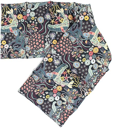 Coussin aux pépins de raisin compartimenté en huit XXL - 75x20 cm - Tissu biologique sous l´océan - Coussin bouillotte aux pépins - Coussin froid