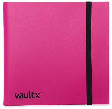 Vault X 12 Pocket Trading Card Strap Binder, 480 cards, Standard, 20 Side-Loading Pages, Folder for Collectible Card Games, Sports, TCG (Pink)