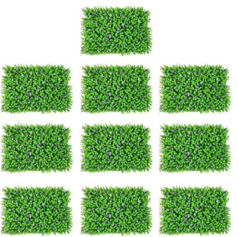 ZIDDAR Paquete 10 Paneles Pared Seto Boj Sintético Panel Seto Artificial con Decoración Floral para Configuraciones Rápidas