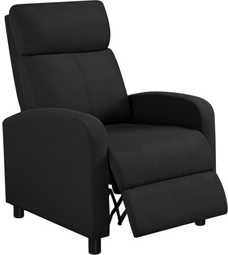 Soberine Poltrona Reclinabile Manuale Poltrona Relax Lounge con Poggiapiedi | Poltrona Alzapersona Relax da Divano Soggiorno Camera da Letto Tela/Nero