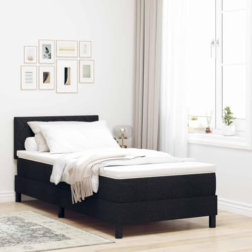 vidaXL Boxspring säng Med madrass & LED Svart tyg 100X200 cm Modern design Bekväm sovlösning för sovrum Blixtlåsöverdrag Möbler Skydd Smidig Enkel
