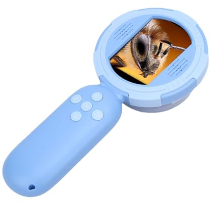 YWBL-WH Microscopio Digital Portátil de 2 MP, Microscopio para Niños Recargable con Aumento de 100X con Pantalla IPS de 2 Pulgadas, 8 Luces LED, Juguete Educativo Portátil para el Aula
