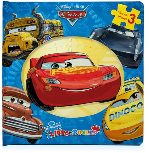 Disney - Pixar Cars Mi Primer Libro de Puzles - Rompecabezas para niños, libro de cartón de 10 páginas, 3 puzzles para disfrutar