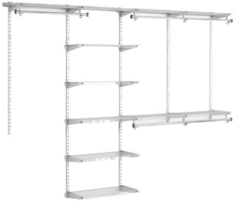 Rubbermaid Configurations Deluxe Custom Closet Kit 4-8 Ft. Adjustable Metal Wire Shelving Titanium Finish Expandable Organization System Hardware Included for Home Closet/Pantry/Laundry/Mudroom