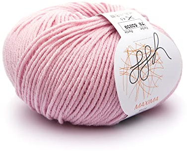 ggh Maxima - 100% Merinowolle extrafein und superwash - Lauflänge 110m auf 50g - Nadelstärke 4-5 - Wolle zum Stricken oder Häkeln - Farbe 078 - Puderrosa