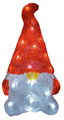 Deuba Gnomo Decorativo a LED Figura Acrilica Esterni 29,5x17x15 cm Cavo 5m Addobbo Natalizio IP44