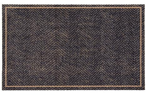 Rutschfester Teppich Wohnzimmer - Miabella Fußmatte innen - Küche Läufer Flur Schmutzfangmatte - Sauberlauf waschbar 66x110cm Fischgrät Welcome