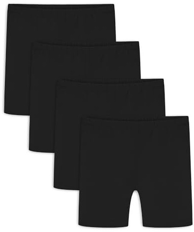 Auranso Girls Bike Shorts Cartwheel Cotton Biker Dance Under Dress Shorts Kids Clothes 4 Pack Black 12-14 Years