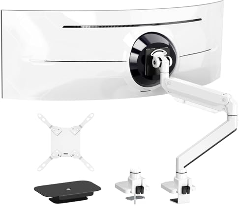 PUTORSEN Support de Bureau pour écran Plat et incurvé de 17 à 57, pour téléviseur et Moniteur jusqu'à 27 kg, en Aluminium de qualité supérieure, avec Ressort à gaz, VESA Max jusqu'à 200x200