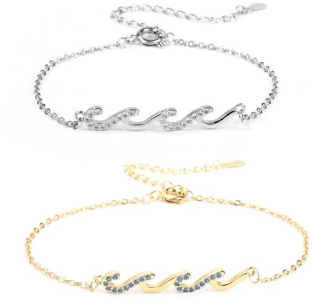 Mikovivi 2 Stück Wellenarmbänder für Frauen, Freundschaftsarmbänder aus Gold und Silber Stilvolle Damenarmbänder Best Friend Armband Bestie Armbänder Handschmuck für Mädchen und Frauen