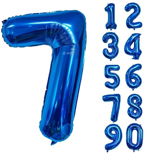 32 Inch Number Balloons Giant Number Aluminium Foil Helium Balloons for Birthday Party Celebration Decoration New Year Baby Shower Anniversary (Blue, 7)