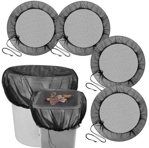 Realjoy 4 Pcs Filet pour Citerne De Pluie, Filet de Protection Reserve Eau, 95cm Housse pour Tonneau de Pluie avec Cordon, Protection Contre Les Moustiques et Les Feuilles