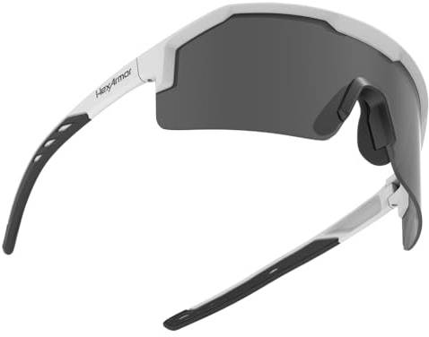 HexArmor Shockwave Safety Work Glasses | ANSI Z87+, Scratch Resistant, Anti-Fog, Black and White, Grey 12%