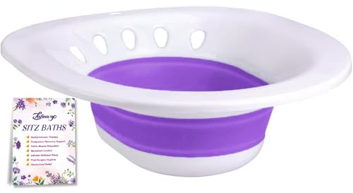 Sitz Bath for Toilet Seat, Foldable Postpartum Care Basin, Sitz Bath Tub for Soothes and Hemorrhoids and Perineum, Yoni Steam Seat - Purple