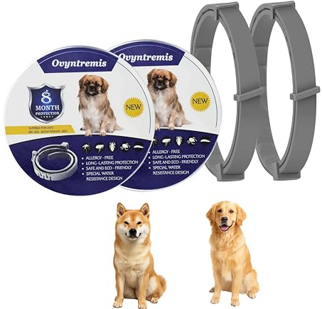 2 Pack Waterproof Dog Collar with Essential Oils, Adjustable & Long-Lasting (8 Months Each, 16 Months Total), Everyday Comfort for Dogs Over 7 Weeks