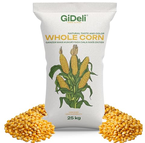 GiDeli Mais 25 kg giallo – grani di mais interi in qualità alimentare – Mangime per polli, anatre, cavalli e piccioni