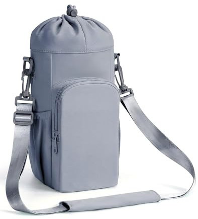 sportsnew Water Bottle Carrier Bag Insulated with Strap,Phone Pocket | Water-resistant Adjustable Crossbody Water Bottle Bag 1.2L (Fits up to 40oz) for Commuting,Hiking,Walking,Gym,Beach & Travel