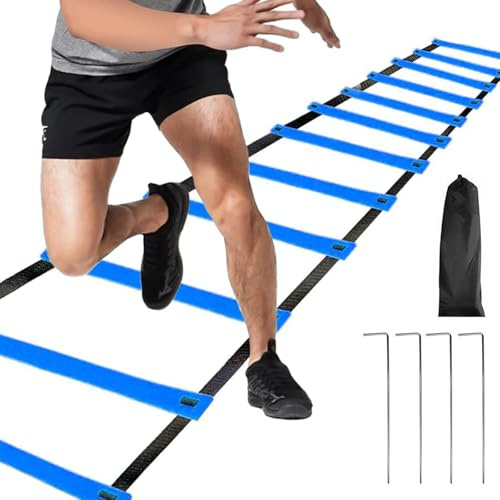 Échelle de coordination - 9 m - Échelle d'entraînement de vitesse | Échelle de vitesse Agility/Speed échelle avec sac de 42 cm de largeur pour entrainer la force et l'endurance à la maison