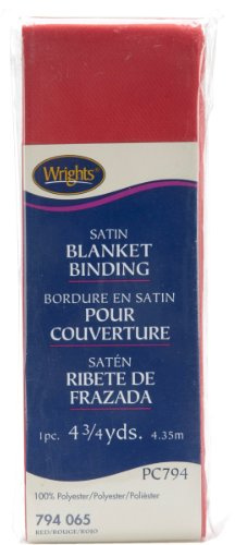 Wrights 117-794-065 Single Fold Satin Blanket Binding, Red, 4.75-Yard