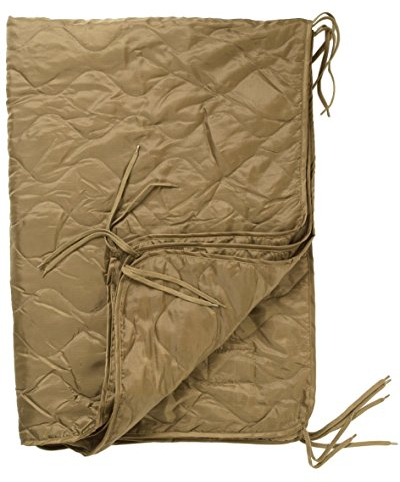 Mil-Tec Poncho Liner Steppdecke • Leichte Outdoor Decke mit Befestigungsbändern + Packsack • Vielseitige Isolierdecke für Trekking, Bushcraft • Campingdecke, Reisedecke, Picknickdecke in Coyote