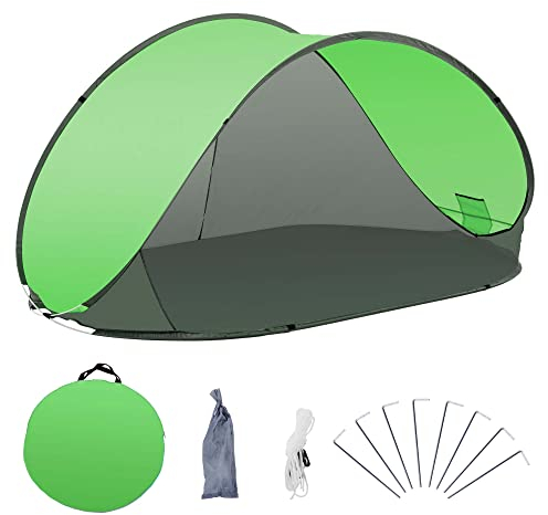 Duhome Strandmuschel Pop Up Strandzelt UV-Schutz Wurfzelt Wetter- und Sichtschutz Schneller Aufbau Campingzelt für Familien Strand Camping, Grün