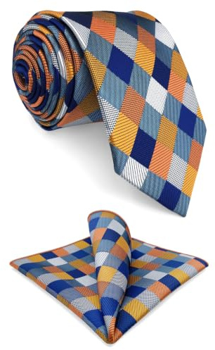 Shlax&Wing Multicolore controlli Cravatta Nozze da uomo Seta Size 147cm