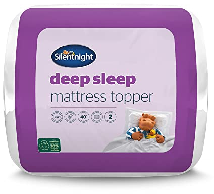 Silentnight Deep Sleep Mattress Topper King Size Bed - Soft Supportive Comfortable Durable Bed Topper with Easy Fit Elasticated Straps - Hypoallergenic and Machine Washable - King - 200x150cm