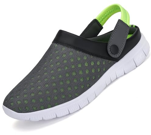 SAGUARO Herren Damen Clogs Pantoletten Sommer Strand Pantoffeln Mesh Schlappen Garten Schuhe Arbeitsschuhe, 40 EU, Grün