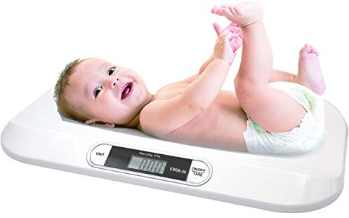 CGOLDENWALL Digitale Babywaage, 20 kg, Memo-Funktion, großes LCD-Display, Größe 55 x 33 x 4 cm, zur Erkennung des Wachstums Ihres Babys CE, Weiß