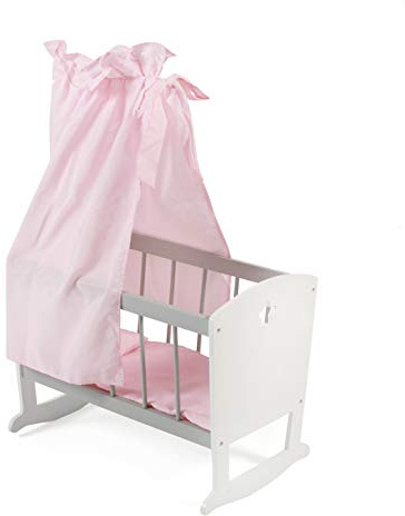 Bayer Chic 2000 – 515 95 – Cuna para muñecas de hasta aprox. 46 cm, cama para muñecas, muebles para muñecas, estrellas grises.