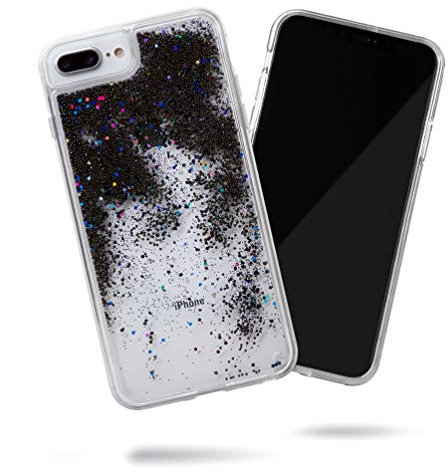 SteepLab Schutzhülle für iPhone 8 Plus & iPhone 7 Plus, Glitzer-Sand, Rundumschutz mit erhöhter Lünette, iPhone 8 Plus 2017, iPhone 7 Plus 2016, Schwarz mit schillerndem Glitter