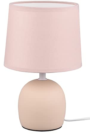 Reality Leuchten Tischlampe - H 26 cm - Beige - Keramik - Stoffschirm
