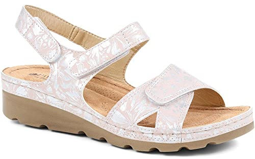 Pavers Ladies Dual Fit Sandals - Cushioned Footbed Lightweight Wedge Easy Fastening Summer Sandals for Women Comfortable for All Day Wear - Size 6/39