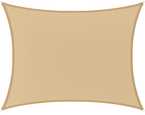 Hortan Tenda a Vela Parasole Rettangolare 4 x 5 Metri In Tessuto HDPE 180 gr/m² Con Telo Ombreggiante, Antivento, Traspirante E Ad Alta Protezione Solare, Per Arredo Esterno, Giardino e Terrazzo