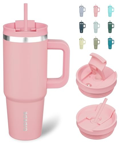 BJPKPK 30 oz Insulated Tumbler with Handle & Straw, Stainless Steel