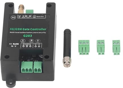 Ouvre-Porte GSM G203 Relais 4G Ouvre-Porte GSM, Commutateur de Télécommande de Porte GSM 3G 4G Accès à la Porte de Garage Prise en Charge de la Télécommande Redémarrage à