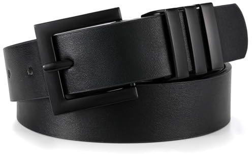 XZQTIVE Plus Size Women's Leather Belts for Jeans Pants Dress Fashion Ladies Waist Belt with Square Silver Buckle,black