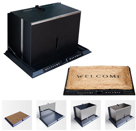 DAVYMAT ~ Transforming Doormat Package Locker | Anti-Theft Lockable Outdoor Parcel Safe | Secure Collapsible Porch Storage | Large 26x18x15 Capacity | Driver Approved