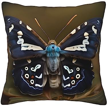 MyPiky Hermosa funda de cojín con estampado de alas de polilla, 18 x 18 pulgadas, cuadradas, para el hogar, sofá, cama, decorativa, moderna, color negro