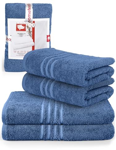 DecoHomeTextil Handtuch-Set 2 Handtücher 50 x 100 cm, 2 Badetücher 70 x 140 cm in Blau aus 100% Baumwolle, hochwertig, kuschelweich und saugstark