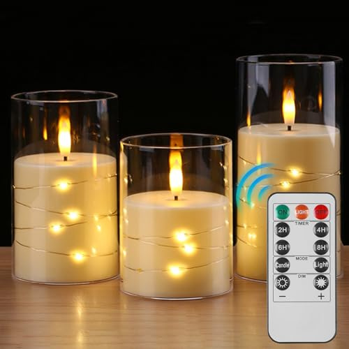 SPORWAY LED Kerzen Flammenlose, 3 Stück LED Kerzen mit Fernbedienungs-Timer, Elektrische Kerzen Festliche Flammenlose Kerzen Batteriebetriebene für Halloween Weihnachten Hause Hochzeit Party Deko